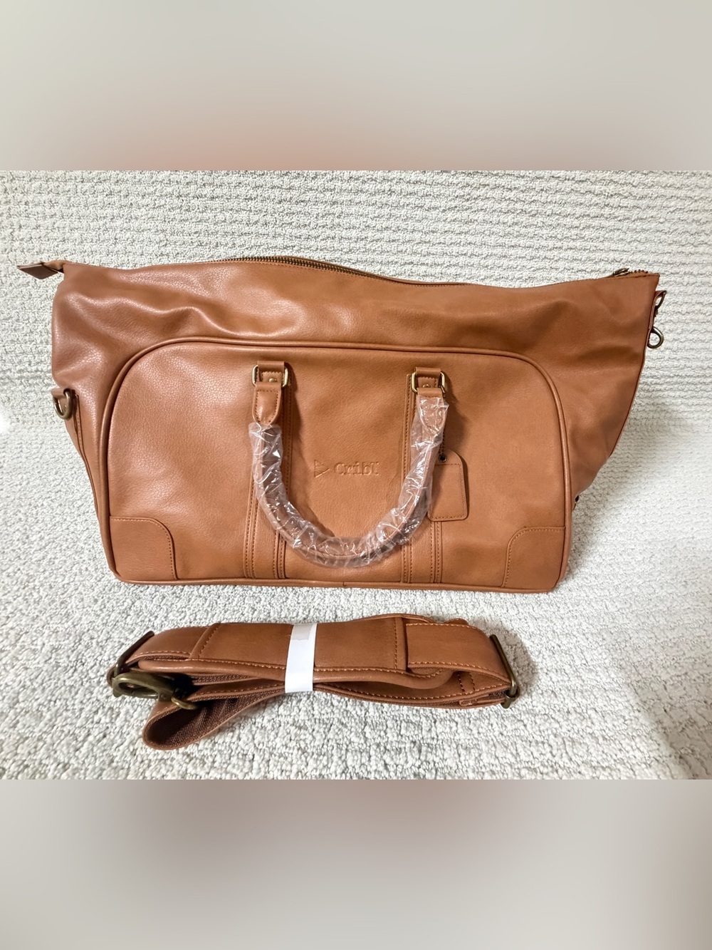 KAPSTON tan synthetic leather Cribl weekender duffel bag